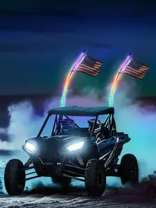 2FT LED Whip Lights with RGB Chasing Lights with APP & Remote Control, Music Antenna Whip Light for Can-Am UTV ATV RZR Can-Am SXS Polaris Offroad Truck
