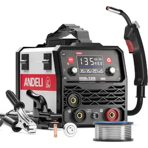 ANDELI 135Amp MIG Welder 110V Portable Gasless Welder Flux MIG/Lift Tig/Stick 3-in-1 Multiprocess Welder LED Digital Display Welding Machine IGBT Inverter Welder