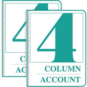 2 Pack Columnar Log Books for Business Bookkeeping, 100 Pages, 8.5 x 11 Inch, Wire-O(4 Column)