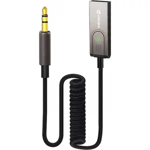 Bluetooth.to Aux Adapter for Car, USB to TRS .mm Receiver  Adds Bluetooth to Car, Speaker, Home Stereo Audio for HandsFree Calls, Voice Navigation, Phone Music  Brown