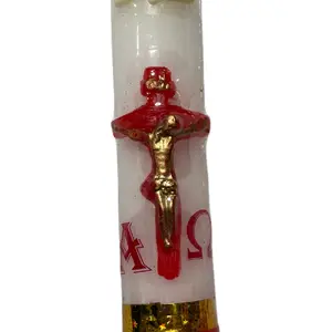 Cirio Pascual with Gold Crucifix - Holy Week Candle for Religious Celebrations
