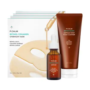 [P.CALM Official] Retinolagen Ampoule + Mask + Cleanser Set - Retinol & Hydrolyzed Vegan Collagen for Elasticity & Skin Firming Care