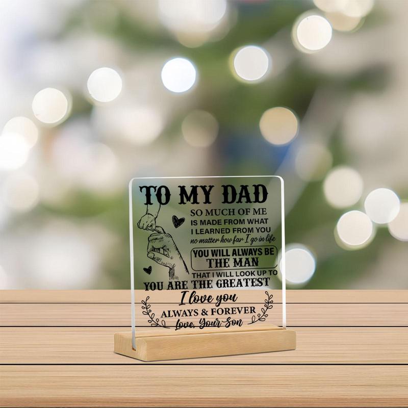 To My Dad Letter-Patterned Acrylic Ornament, Creative Desktop Decoration, Acrylic Plaque Sign for Home & Office, Desk Decoration Ideal for Dad Gifts #TOP PICKS