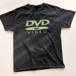 DVD Video nostalgic green logo, Vintage gaming T-Shirt, 2000s aesthetic, Retro good shirts tiedye mugshot shirt breezy shirt Cotton Menswear graphic Casual Crewneck Tshirt