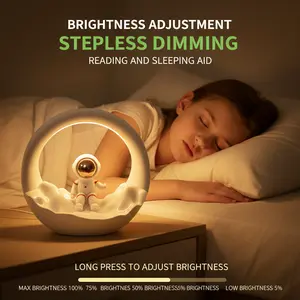 Astronaut Night Light, Shaped Creative Bedside Atmosphere Lamp, Touch Control 3 Light Modes Stepless Dimmable, USB Rechargeable with Timer, Safe Warm Light for Bedroom, Cute Home Decoration, Great Gift Option for Kids and Couples#SummerWins#FathersDayGift