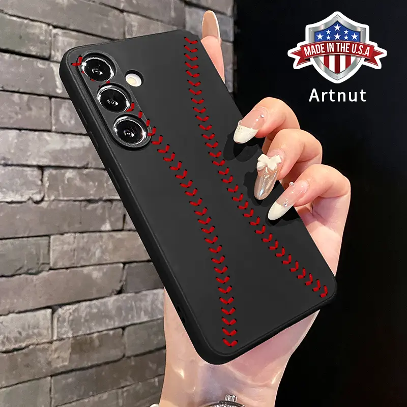Straight Edge Baseball Pattern Phone Case for Samsung S24 ULTRA PLUS S25 S23 S22 Plus Ultra Shockproof Drop Protective Rugged Durable Silicone Cover, Accessories
