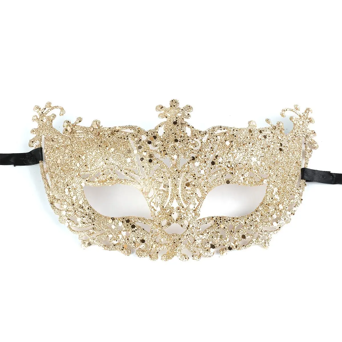 Women's 1pc 1920s Golden Glitter Hollow Rubber-Elastane Fox Plastic Half-Face Venetian Mask, Festive Masquerade Accessory for Anniversary, Birthday, Baby Shower