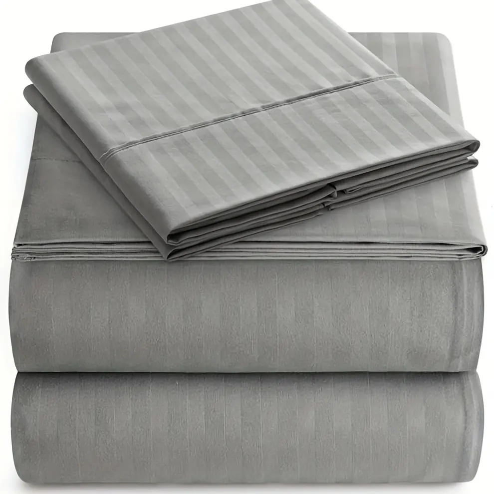 1800 Thread Count Luxury Italian-Style Striped Sheet Set - 4pcs Microfiber Deep Pocket Bedding - Wrinkle, Stain, Fade Resistant, Breathable All-Season, Machine Washable with Sanded Craftsmanship
