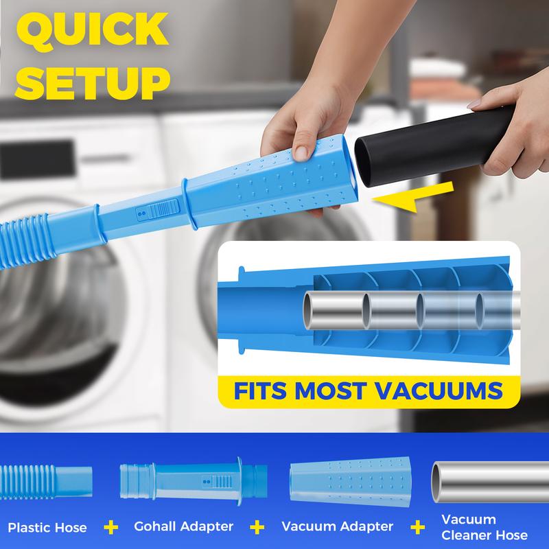 2 Pack Dryer Vent Cleaning Kit with Flexible Lint Brush and Crevice Nozzle Deep Hidden Lint Removal Improve Dryer Efficiency and Enhance Safety Multi Function Vacuuming Auto Car Vacuums