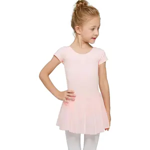 KF5-GCS30   Toddler Ballet Leotards for Girls Dance Leotards with Skirt Gymnastic Ballerina Outfit Dress Classic Short Sleeve
