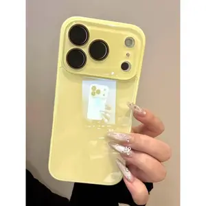 Crystal Glass Phone Case for iPhone 17/16/15/14/13/12/11 Pro Max - All-New iPhone 17 Pro Minimalist Solid Color Design - 16 Plus Ultra - Popular Model - 17 Air