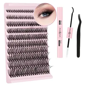 DIY Individual Eyelash Extension Kit - D Curl Cluster Lashes with Lash Bond and Seal, Lash Applicator Tool for DIY Lash Extensions at Home (Kit, 40D-0.07D-8-18mix) - Makeup tool - Beauty Kit - Perfect Gift for makeup lovers