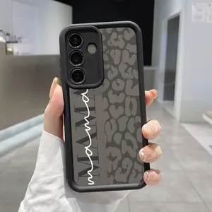 Trendy MAMA Leopard Pattern TPU Phone Case Compatible with Galaxy S23 Ultra S24 Plus S25 S22+ Shockproof Non Slip Military-Grade Protection Silicone Cover Smartphone Casing