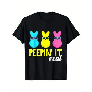 [Easter Bunny T-Shirt] Easter, Unisex Happy Easter Bunny Egg Hunt Bunny Men Women Outfit T-Shirt |   Christmas Clearance, Valentine's Day, Carnival, St Patrick's Day Gifts for Parents, Friends, Family and Coworkers