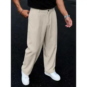 Men’s retro corduroy workwear straight-leg trousers, formal-style suit pants, casual loose woven fabric, suitable for all seasons GARMENTARY
