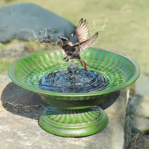 Solar Fountain Bird Bath,Cast Iron Pedestal Bird Bath with Solar Powered Fountain,Bird Bath Bubbler for Garden, Patio & Yard.