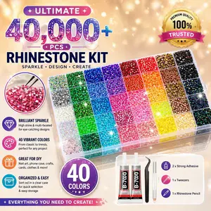 40000Pcs 3mm AB Finish Adhesive Glue Flatback Rhinestones Kit with 42-Grid Storage Box, Mixed Colors Craft Decoration for DIY Crafts, Cards & Accessories,summervibes
