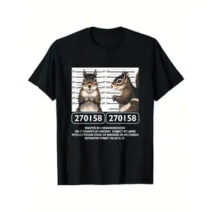 Squirrel Mugshot T-Shirt - Funny Animal Graphic Tee - Gift for Bird Lovers & Gardeners