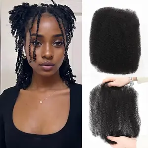 YUFEIHE Afro Kinky Bulk 100 ％ Human Hair for Draedlock Extensions, Repair Locs, Twists and Braids 3 Bundles/Package (1B - Natural Black)