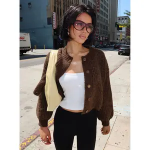 Hadly Knit Cardigan Brown