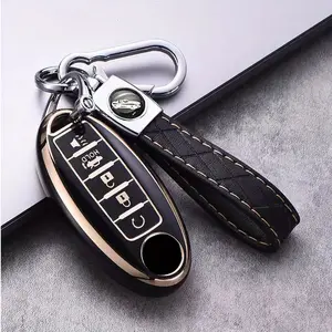 A TPU Key Chain with Car Key Sleeve, 5 Keys for Nissan Altima Sentra Rogue Pathfinder Murano Armada Maxima Versa-Remote Control Key Case Cover car key protective cover