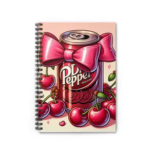 Dr Pepper Cherry Spiral Notebook - Cute Retro Design, Perfect for Journaling, Gift for Soda Lovers, Cherry Theme, Stationery Essential, Cute