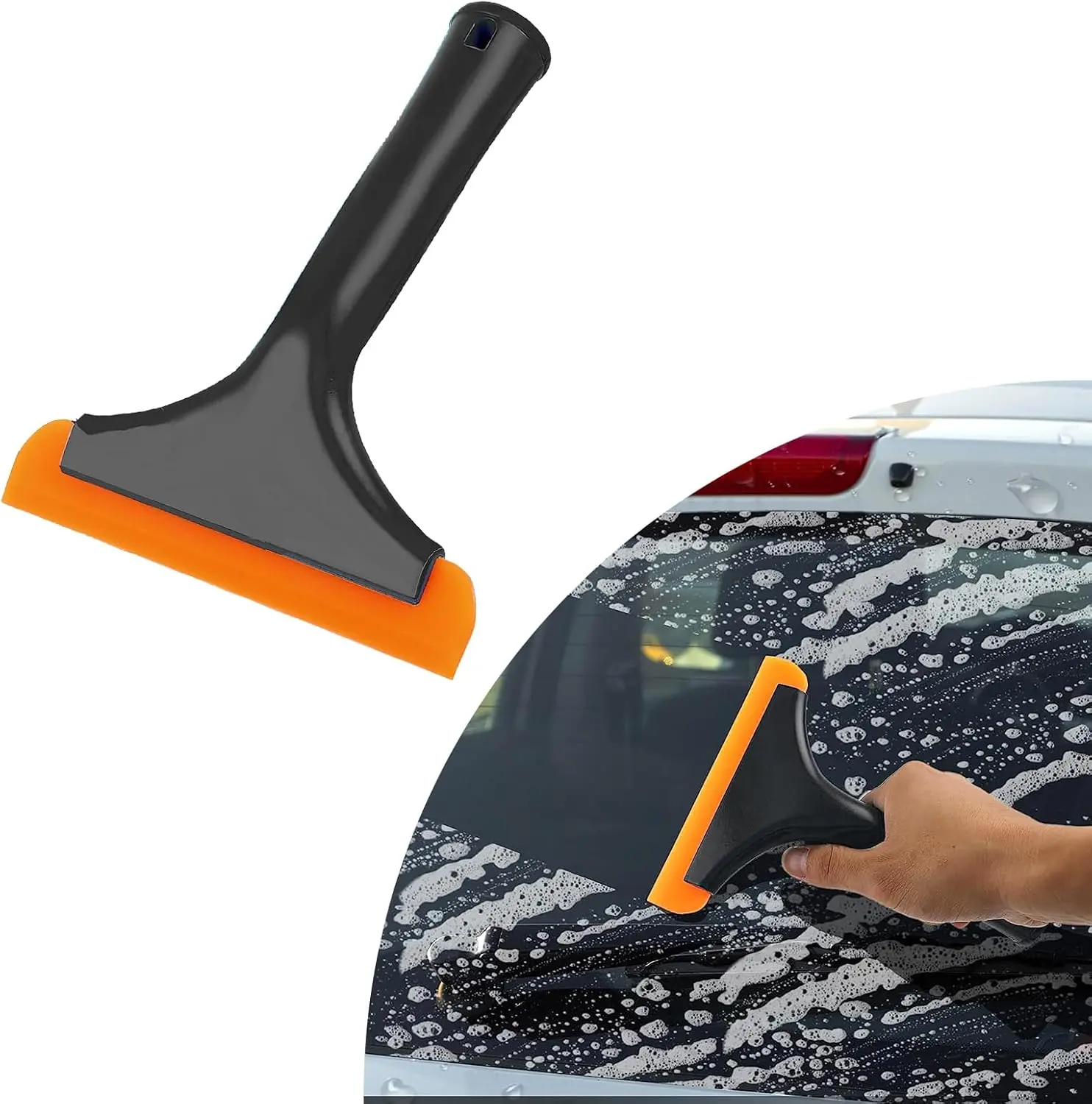 Small Silicone Window Squeegee, Car Windshield Water Blade Squeegee, Multifunctional Auto Squeegee with 5.9 Inch Blade and Non-Slip Handle for Car Window, Mirror, Home Cleaning (Black)