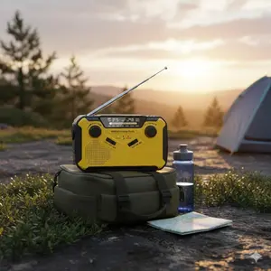 Solar Emergency Radio Flashlight, Portable AM FM Radio with Power Bank, Bright Light Reading Lamp SOS Alarm, Multi-Function Survival Gear for Home and Outdoor Practical Tool, High Lumen Flashlight