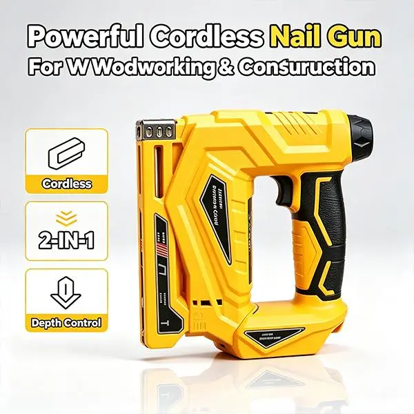 2-in-1 Cordless Brad Nailer & Narrow Crown Stapler | Compatible with Dewalt 20V MAX Battery, Adjustable Depth Nail Gun with Safety Lock for Woodworking DIY
