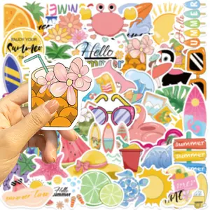 50 Cartoon Summer Chill Vibes Graffiti Stickers, Suitable for Laptops, Bumpers, Skateboards, Water Bottles, Computers, Phone Cases, School Decorations, Etc. Decorative Stickers Are Scratch Resistant and Suitable for Various Scenarios