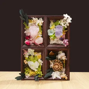 Natural Crystal Healing Energy Gem Amethyst Photo Frame, Raw Stone Ore Design, Home Desktop Decoration, Health Gift Idea