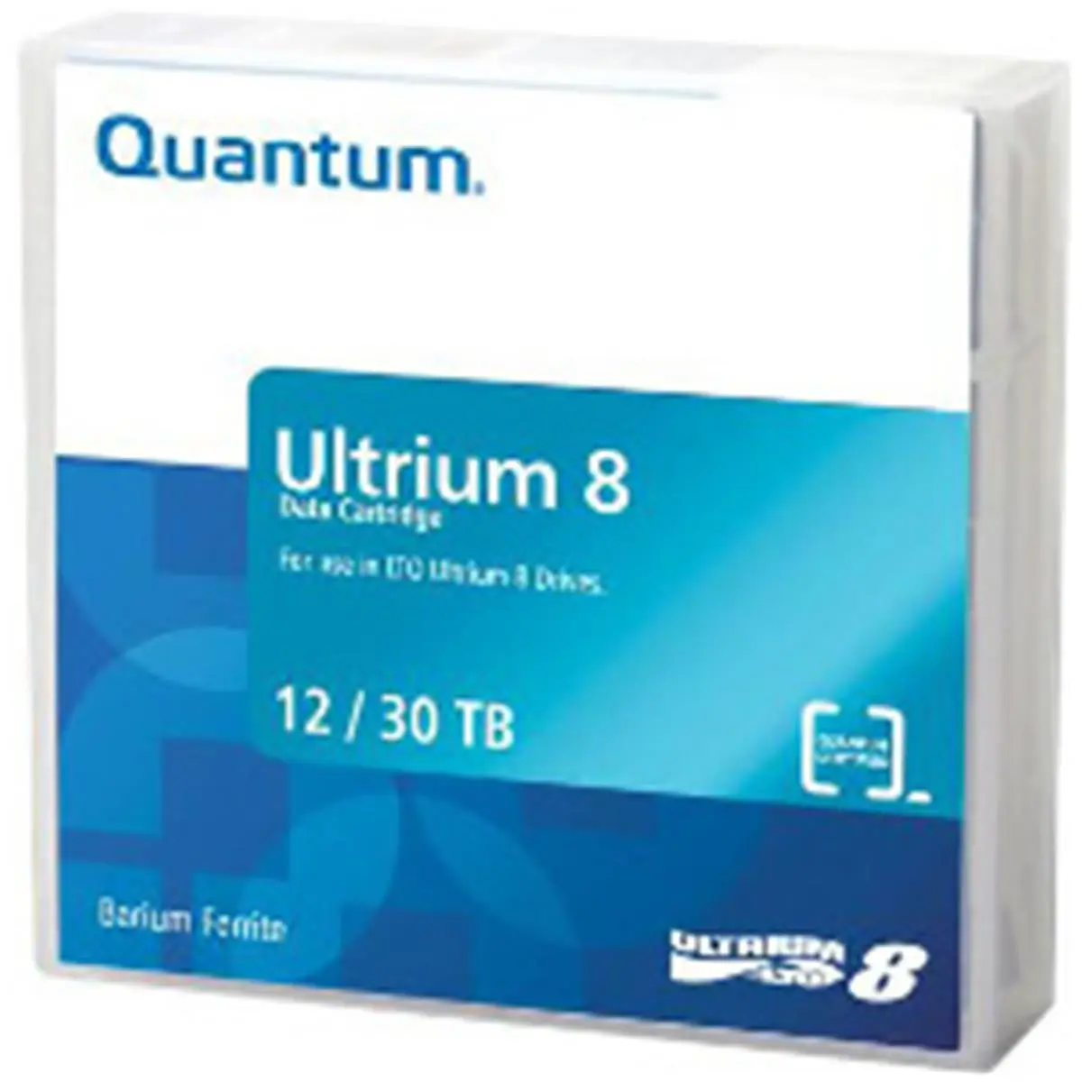 Quantum LTO-8 Ultrium Tape Cartridge with Barium Ferrite - Archival Data Archive Storage Solution for Tools & Hardware Systems, 12TB Native, 30TB Compressed, High Speed (900 Mb/s, 360 Mb/s), Low Error Rates, Compatible with Linear Tape File System (LTFS),