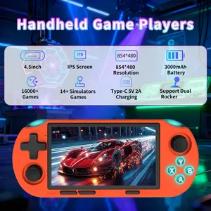 GAMINJA ANS16 Portable Handheld Game Console with 4.5 Inch IPS Screen, Retro Video Games RGB Lights, 14 Emulators Including Ps1 Gba Sfc, Rechargeable Portable Console