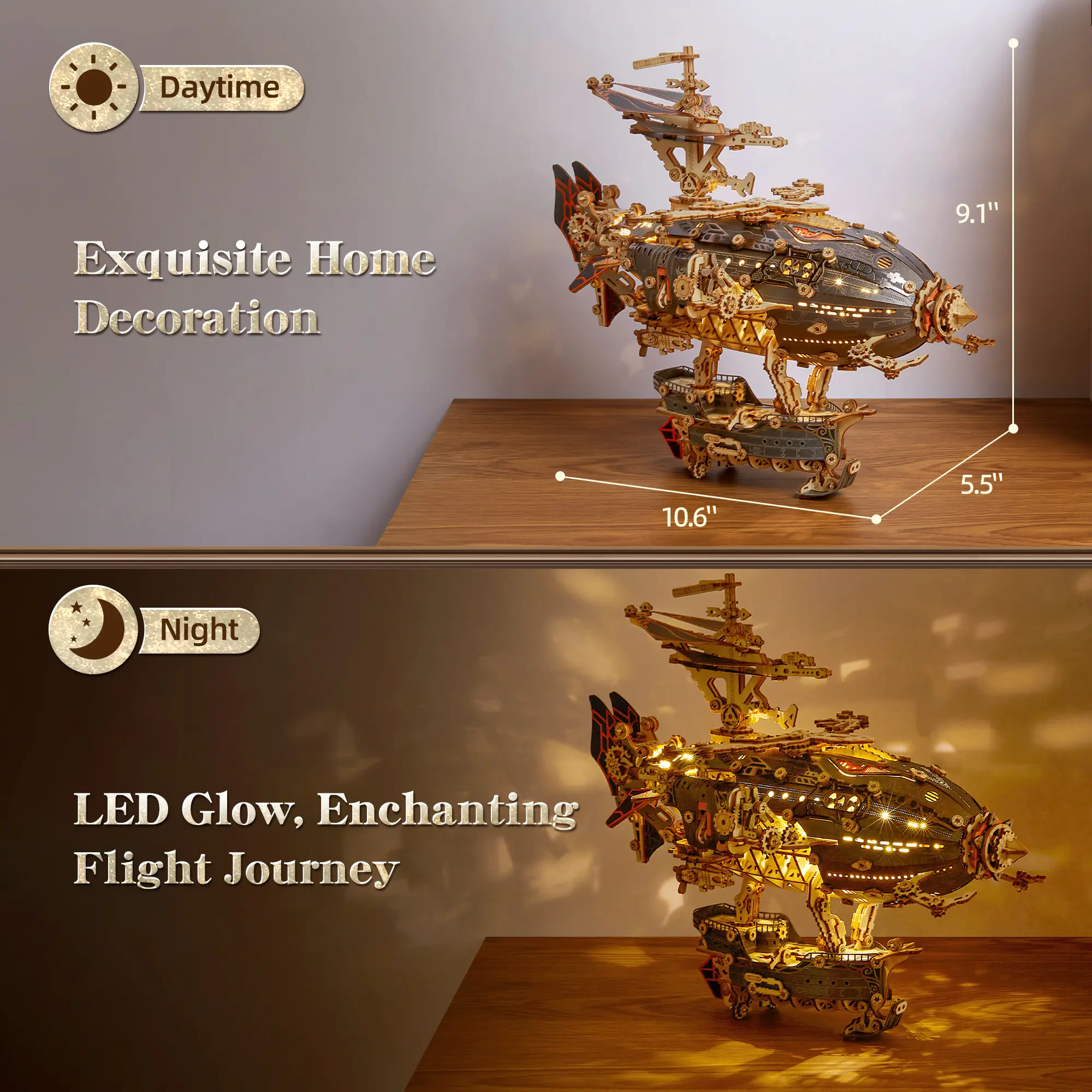 SummerVibes Unique Model】FUNPOLA LED 3D Wooden Puzzle Fantasy