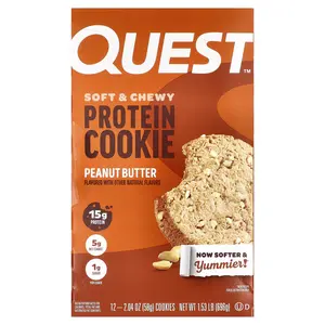 Quest Nutrition Protein Cookie, Peanut Butter, 12 Cookies, 2.04 oz (58 g) Each