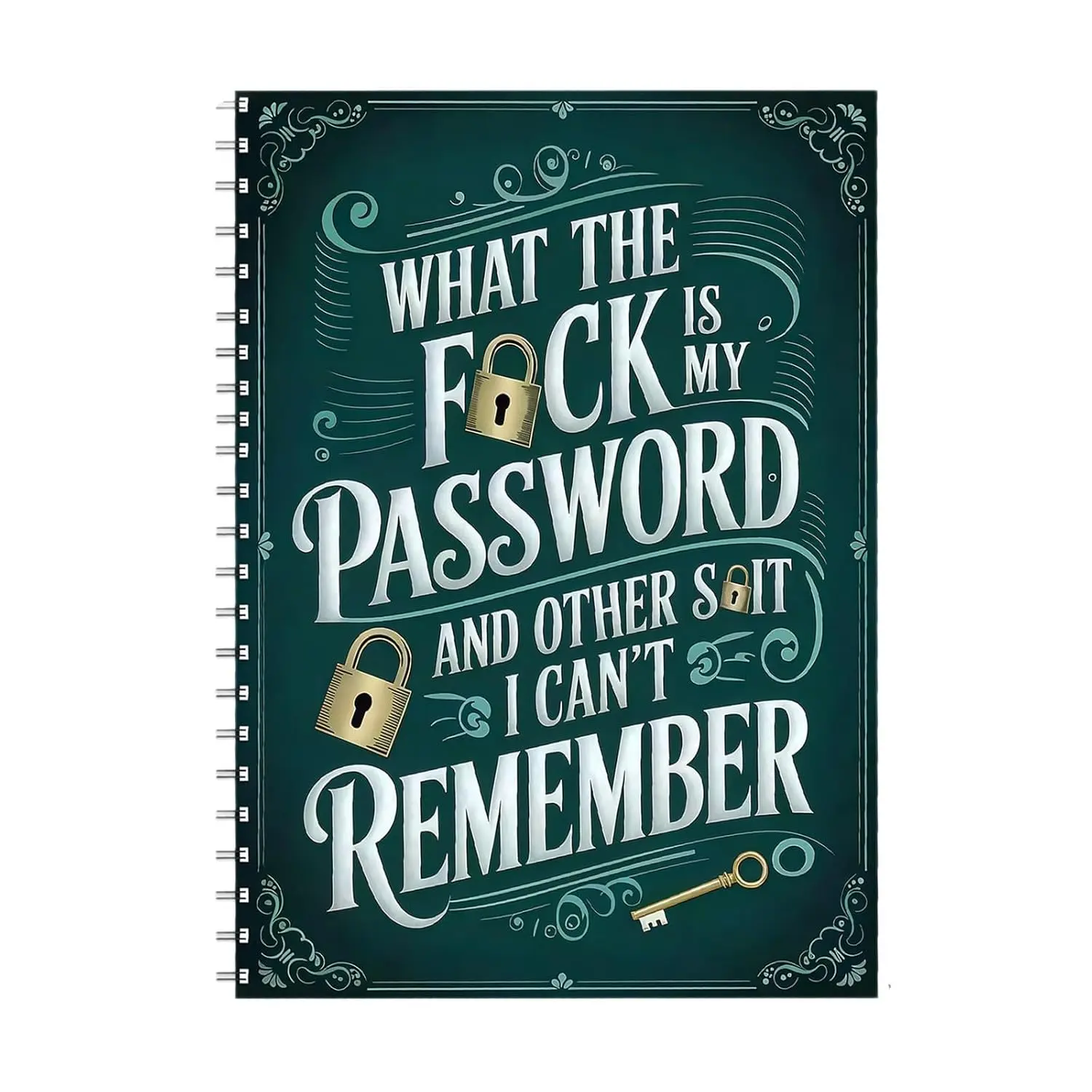 Funny Password Notebook, Spiral-Bound Password Organizer with Lock Icons, Sarcastic Internet Password Log Book for Adults, Funny Security Phrase Password Keeper with Stickers, Durable Hard Cover