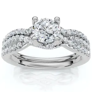 1Ct TW Infinity Engagement Wedding Ring Set 14k Gold Lab Grown