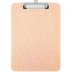 A4 Plastic Glitter Clipboard Sparkly Pink 12.5 x 9 Letter Size with Low Profile Clip for Classroom Students Teacher Nurse Office & School Supplies