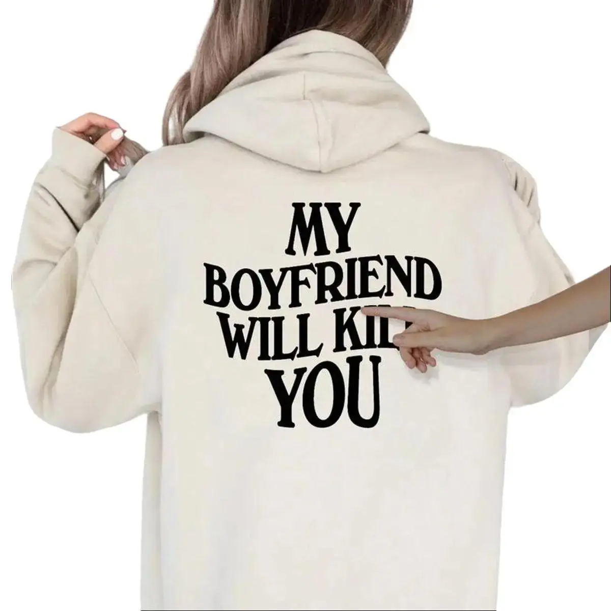 My Boyfriend Will Kll You Hoodie, Funny Girlfriend Shirt, Relationship Pullover, Couple Gift Sweatshirt, Unisex Sweater Pullover Tee