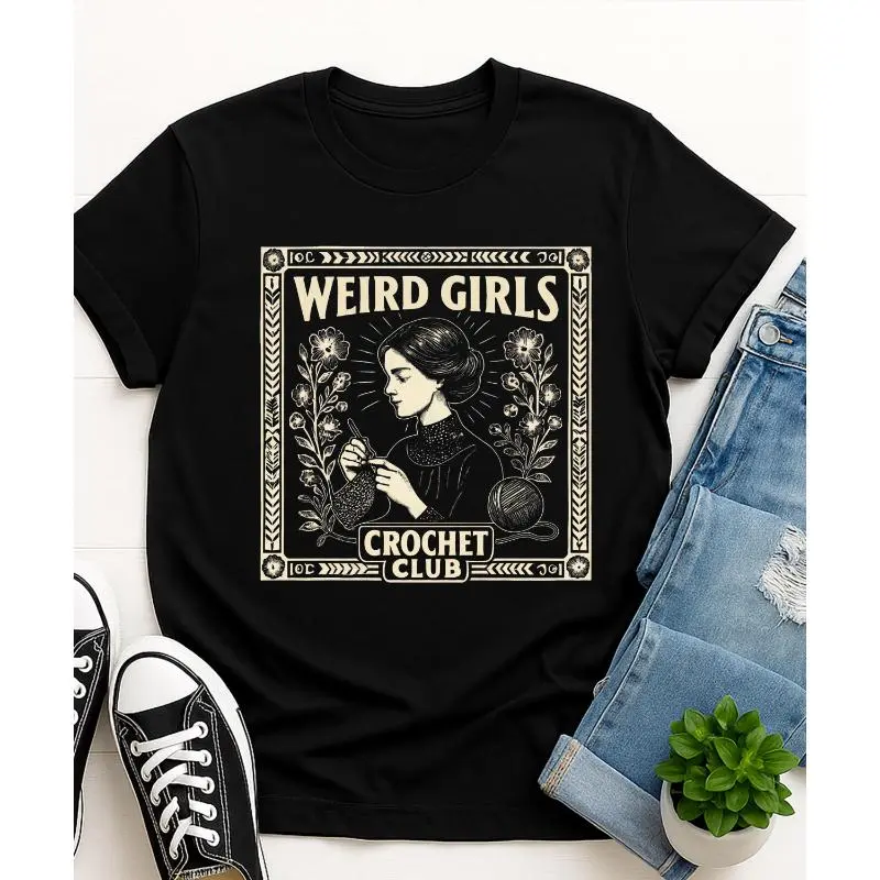 Weird Girls Crochet Club T-Shirt | Vintage style, Crochet shirt, Crochet club, gift for crocheter, crochet humor, alternative crochet