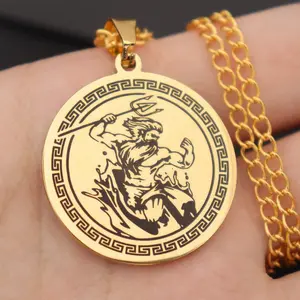 Fashionable ancient Greek mythology Poseidon necklace of the twelve gods of Olympus, unisex couple jewelry
