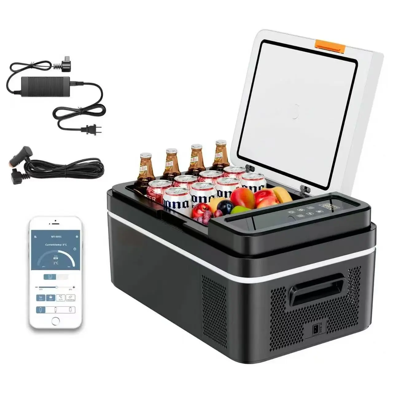 App Controlled 12V Car Refrigerator 21 Quart Single Zone Freezer -4 to 68°F with USB Port Built-in Handle for Home Office Garage SUV Boat Travel Camping