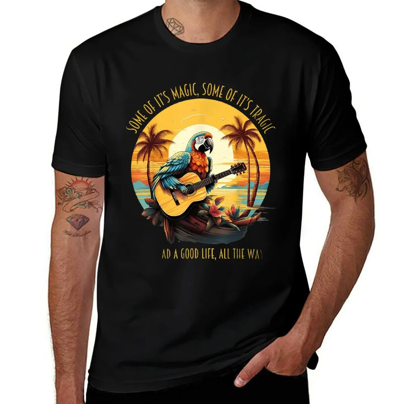 Some Of It'S Magic Some Of It'S Tragic Parrot Mens T Shirts Cotton Short Sleeve T-Shirt Crew Neck Tees Casual Shirt