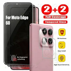 KAYKWONG'S 4-Pack Full Coverage Privacy Screen Protector Film, 2+2 Camera Lens Protection, for Moto Edge 60, 60 Pro, 50 Fusion, 50 Ultra, 50 Pro 5g, Smooth Touch, 9h Hardness