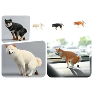 Funny Dog Pooping Figure Model Decoration, Creative Desktop Shiba Inu Puppy Ornament, Animal Figurine for Desk Decor