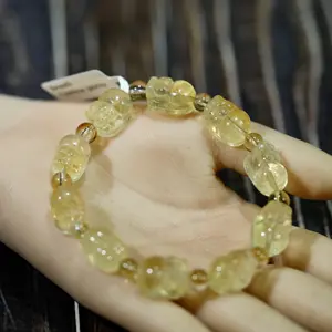 【Brazil Citrine pixiu】Brazil Citrine pixiu Stretch Bracelet, Handmade Unisex Bracelets for Meditation, Yoga, Spiritual Healing & Positive Energy