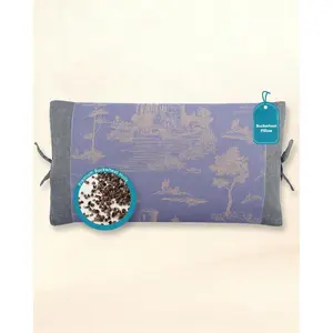 Adjustable Buckwheat Pillows for Sleeping,23.6"x13.7" Breathable Cool  Pillow for Bed with Buckwheat Hulls,  Support Thin Pillow for   with Dual-Layer Pillowcase,Blue