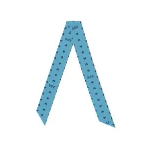 Delta Delta Delta Letters + Hearts Silk Twill Ribbon Scarf