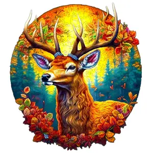 Deer Of Life-1 Wooden Jigsaw Puzzle for Adults and Kids Unique Shape Animal Wood Puzzles Challenging Puzzle, Family Game Creative Gifts，Laser-Cut Durable HDF Wood Puzzle