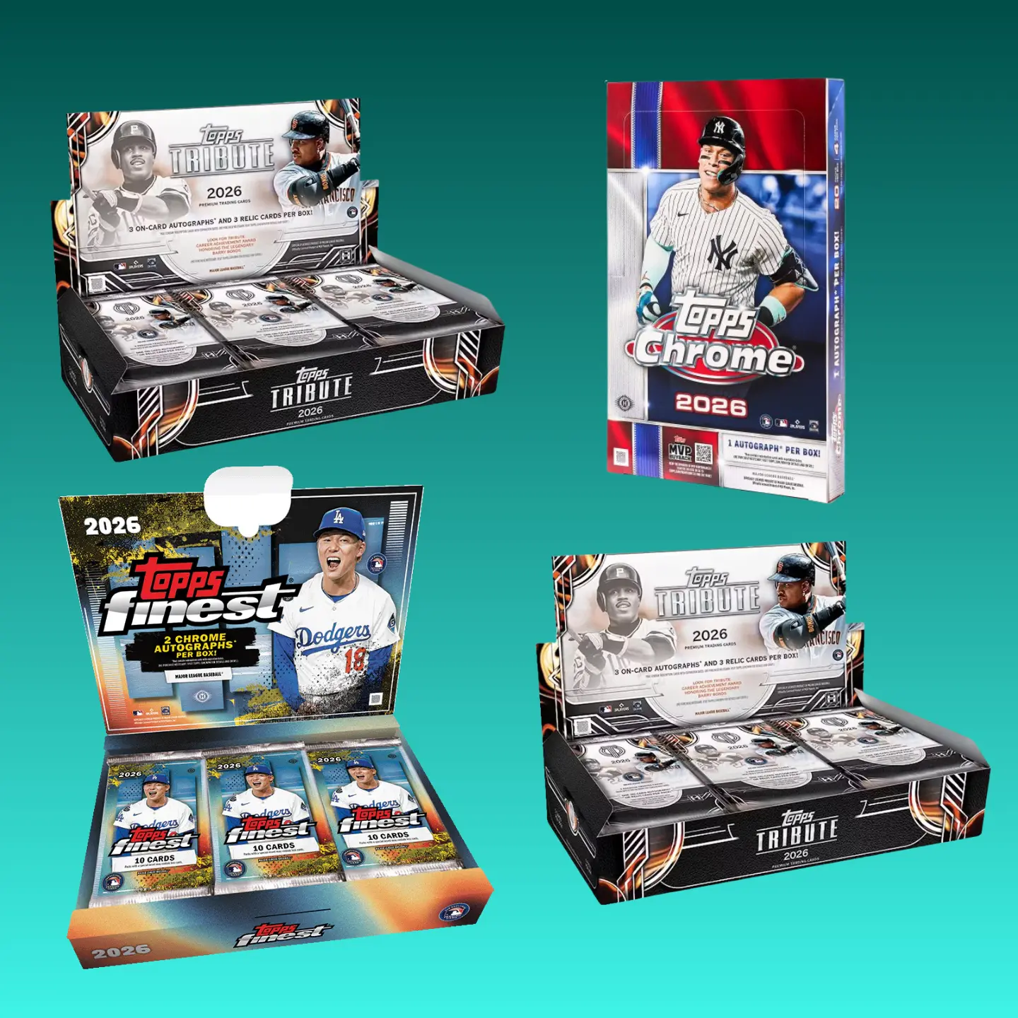 TW Break #187 - (2) 2026 Topps Tribute Baseball Boxes + (1) 2026 Topps Chrome Baseball Hobby Box + (1) 2026 Topps Finest Baseball Hobby Box - Pick Your Team Break - Sports Trading Cards